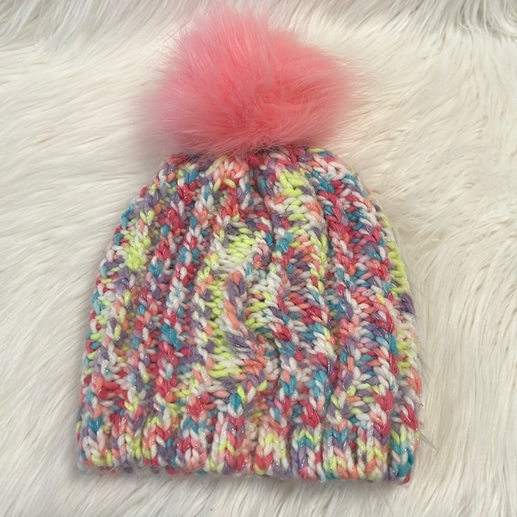 Colorful Knit Kid's Beanie with Pom Pom CHILDREN'S PLACE Size Small (4-7 YR OLD) - Picture 2 of 6